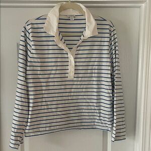 J Crew Women’s Striped Long Sleeve Polo Shirt
